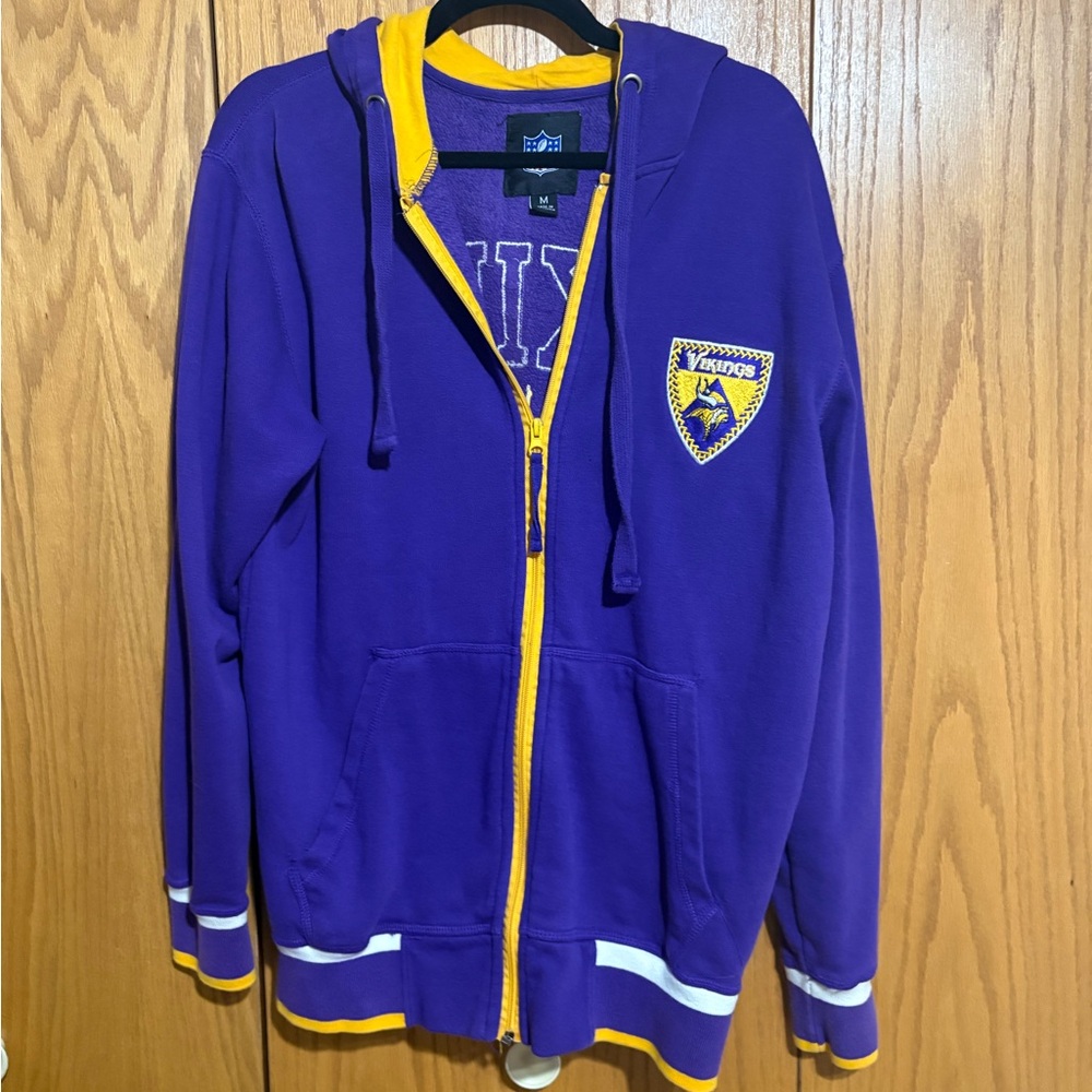 Minnesota Vikings Football NFL Vintage Style Zip‎ Up Hoodie Mens Medium